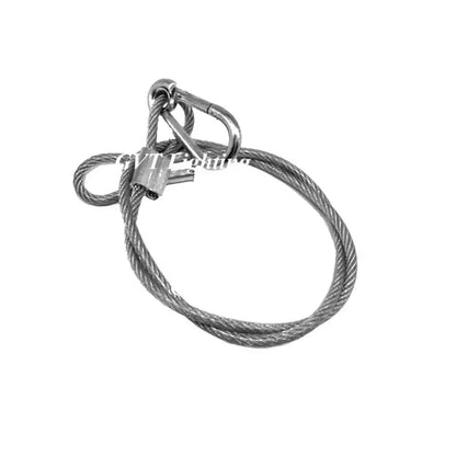 Silver steel stage light safety cable with locking mechanism and carabiner clip for light safety by DecorBites