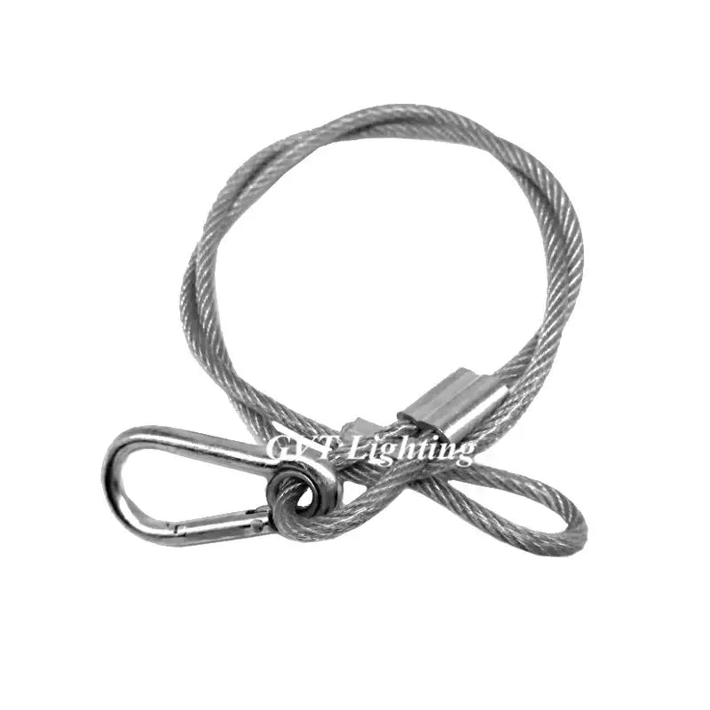 Silver steel stage light safety cable with carabiner clip and metal connector by decorbites 85cm pack of 10