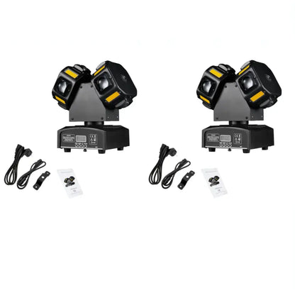 Black dual-head led stage lights with yellow accent panels and digital controls decorbites 8x12w rgbw 140w dj light