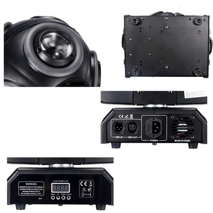 Black professional 8x15w moving head beam light with circular lens lcd display and multiple input output ports