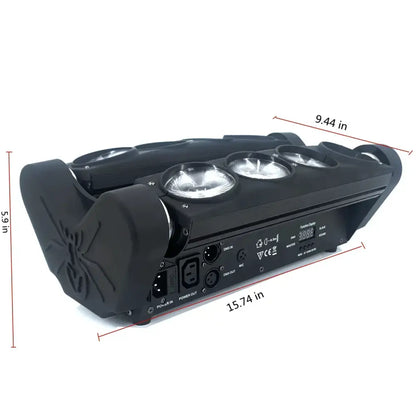 Black spider-themed led light bar with four circular lamps and control ports for decorbites™ 8x15w rgbw spider light
