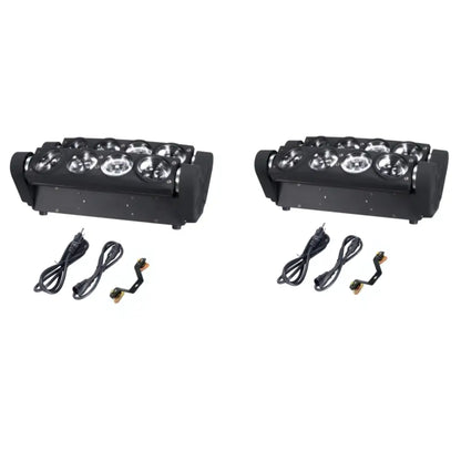 Black 8x15w rgbw spider light with multiple metallic circular lenses mounted on sturdy housing for stage and party use