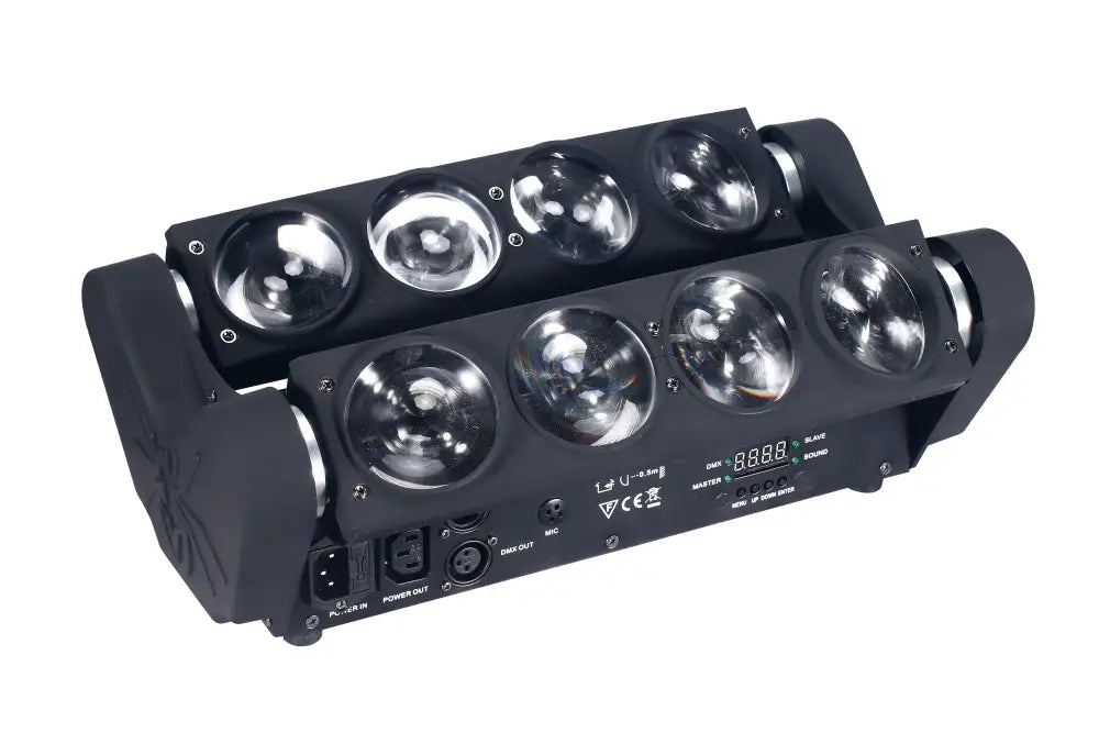 Black led 8x15w rgbw spider light bar with six circular lenses and control buttons for stage dj party use