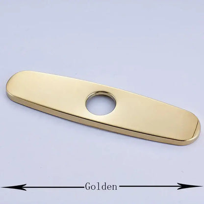 Golden sleekly polished metal hole cover escutcheon with circular hole for decorbites 9.6-inch kitchen sink faucet deck plate