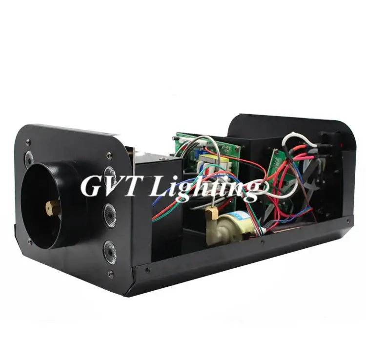 Black rectangular 900w led fog machine with visible internal circuitry for stage use from decorbites smoke machine series