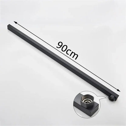 Black matte-finished metal shower door track 90cm long for decorbites 90cm tube-bar extend pipe extension