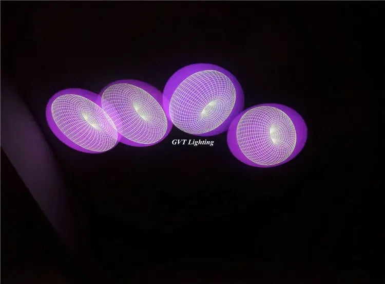 Decorbites™ 90w led moving head light with purple spherical design and glowing white grid pattern for stage events