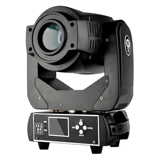 Black decorbites 90w led moving head light with sleek angular design and integrated control panel for stage use