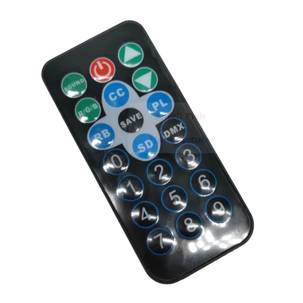 Black plastic remote control with colorful circular buttons for decorbites 9x10w led par rgbw led par light