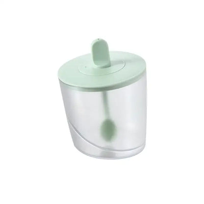 Decorbites abs spice jar set with a clear ABS container, mint green lid, and matching spoon for storing spices or condiments