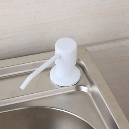 White plastic decorbites abs white soap dispenser with sleek cylindrical body and curved pump for kitchen or bathroom use