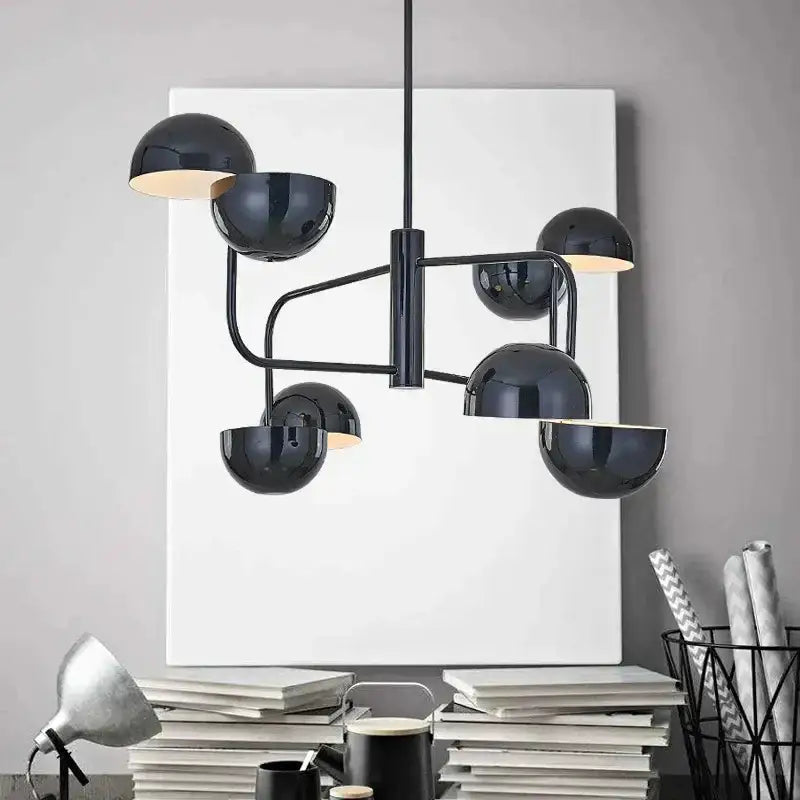 Black spherical pendant art chandelier with modern minimalist design decorbites abstract art for living room study and shop window