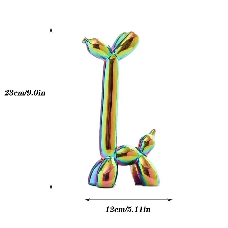 Decorbites abstract ceramic balloon dog sculpture with iridescent metallic finish for home office décor