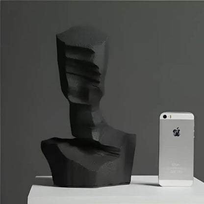 Black decorbites abstract characters sculpture with textured layered surface for modern living room and hotel entry decor
