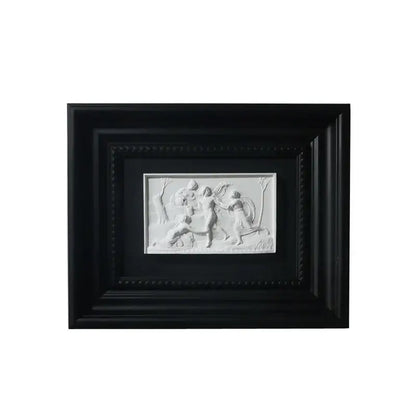 DecorBites™ abstract figure relief sculpture in white with black frame decorative painting wall decoration