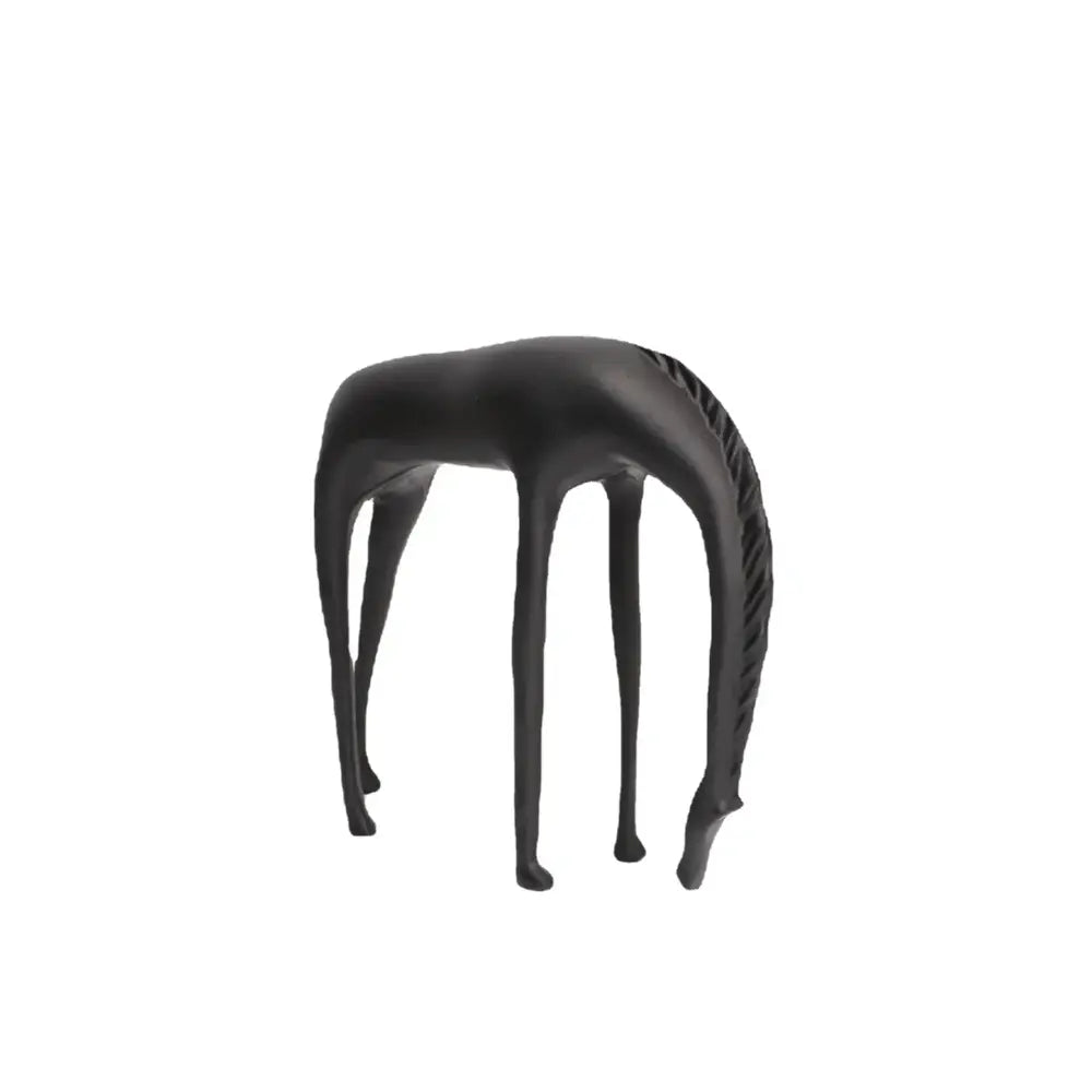 Decorbites abstract horse iron sculpture black matte horse-shaped side table with slender legs and textured mane detail