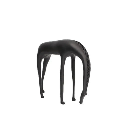 Decorbites abstract horse iron sculpture black matte horse-shaped side table with slender legs and textured mane detail