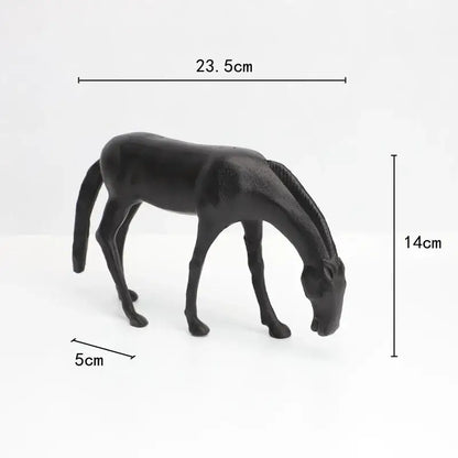 Black matte decorbites abstract horse iron sculpture 23.5cm long detailed mane sturdy legs for living room decor