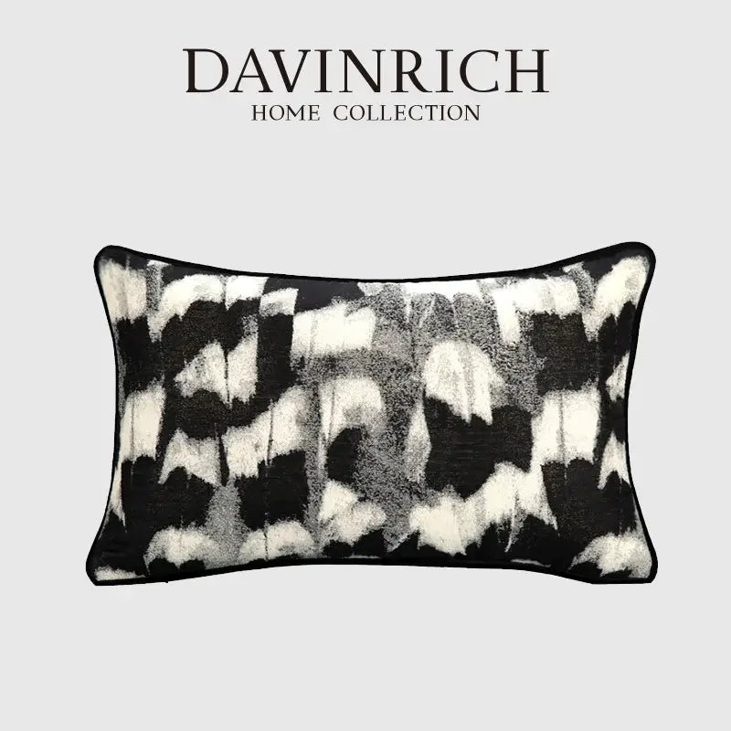 Black and white abstract monochrome jacquard pillow cover from decorbites for bedroom lumbar support