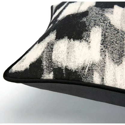 Black and white abstract monochrome jacquard pillow cover with textured fabric for decorbites lumbar pillow bedroom use