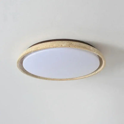 Decorbites™ acryl travertine led circular ceiling light with textured beige frame and smooth white diffuser