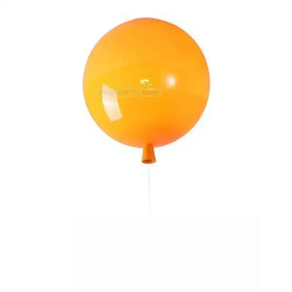 A vibrant orange acrylic balloon ceiling light with a matching valve and white string for modern nordic decor