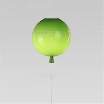 Decorbites™ acrylic balloon ceiling light featuring a translucent lime green spherical acrylic balloon with a darkened top