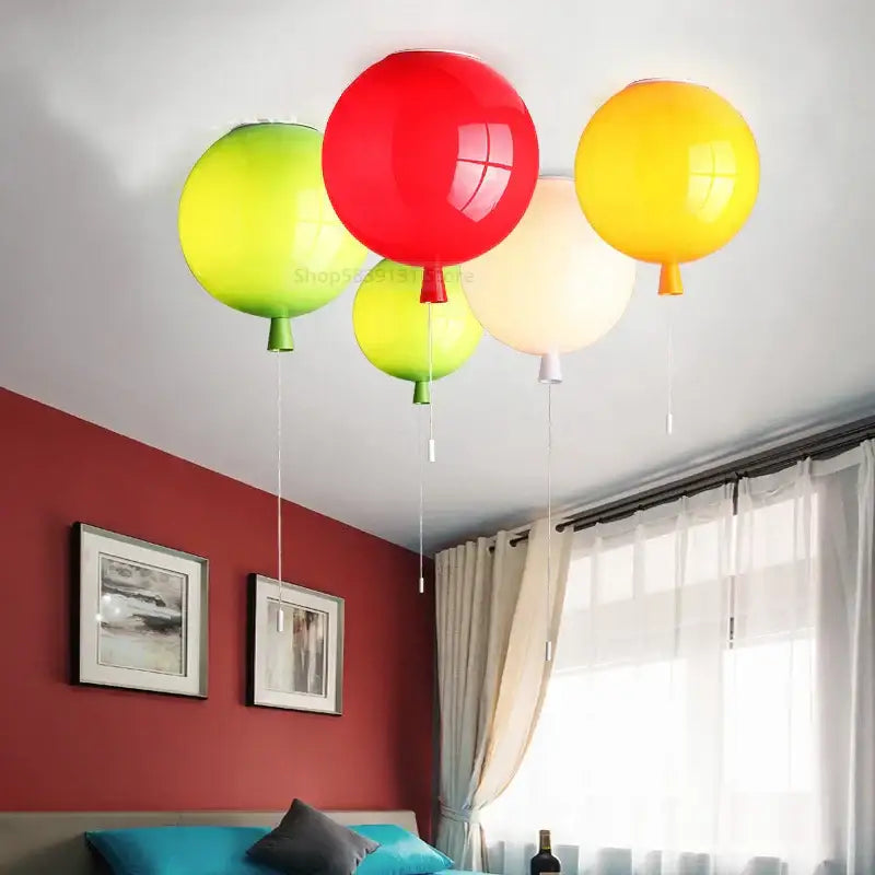 DecorBites acrylic balloon ceiling lights in red yellow green and white glossy colors for modern nordic decor