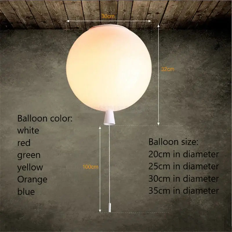Decorbites™ acrylic balloon ceiling lights feature a glowing white matte balloon ceiling light with a small white valve