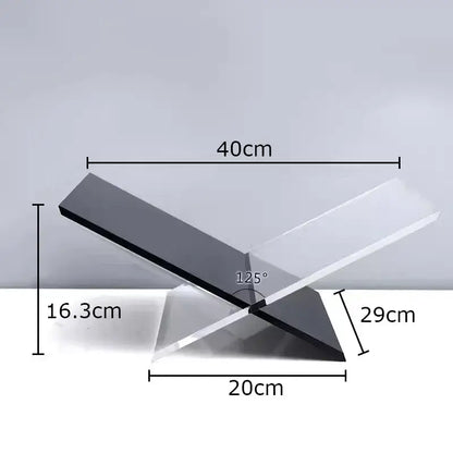 DecorBites™ modern acrylic bookshelf with geometric design black and transparent acrylic and marble base for home decor