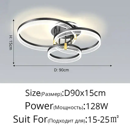 Modern black and gold acrylic circle chandelier pendant light with interlocking rings for indoor living room decorbites pendant lights