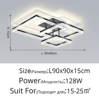 Modern black and white layered square frames pendant lights for indoor use in DecorBites acrylic circle chandelier design