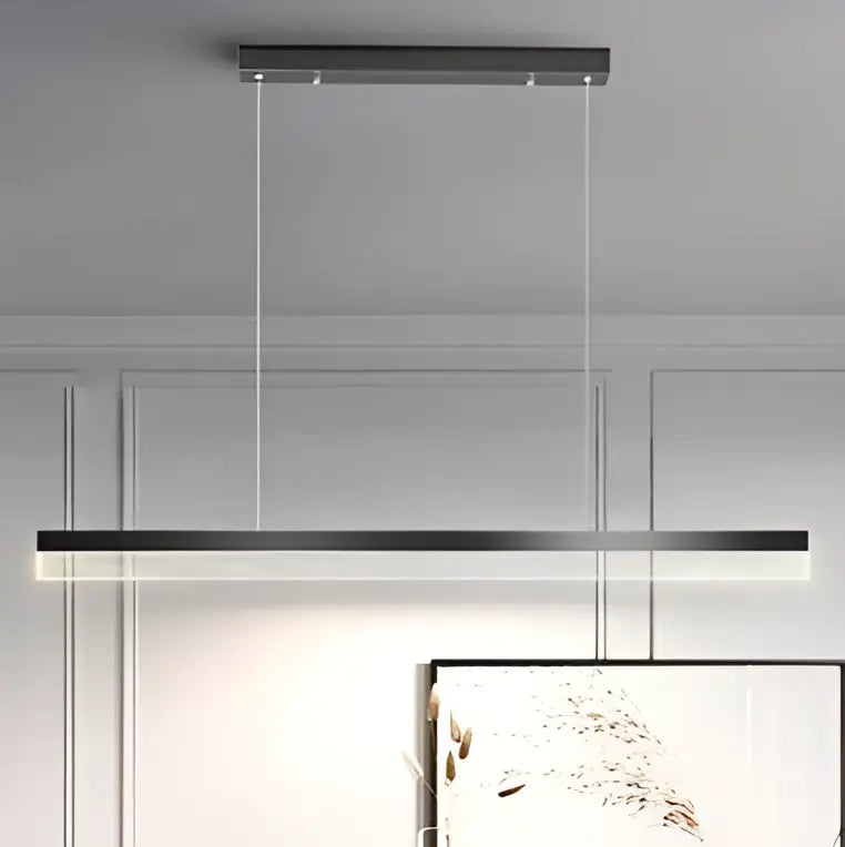 Modern minimalist pendant lights with sleek black metal frame and embedded led strip in acrylic circle chandelier design