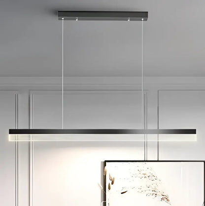 Modern minimalist pendant lights with sleek black metal frame and embedded led strip in acrylic circle chandelier design