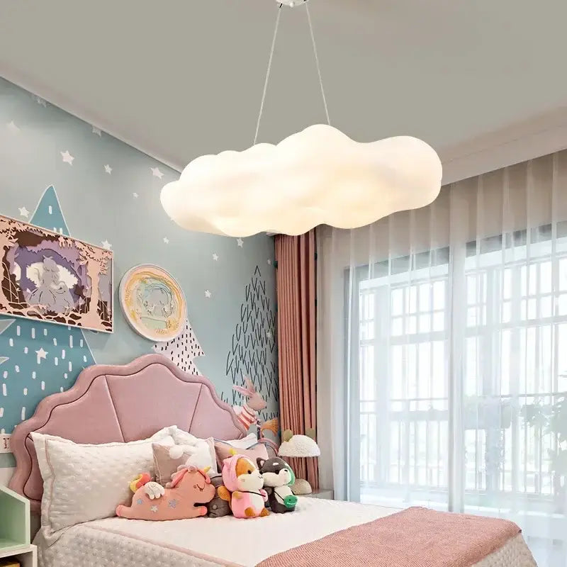 A soft off-white acrylic cloud led ceiling chandelier with smooth diffused glow for living room and bedroom