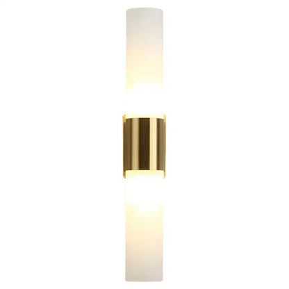 Decorbites™ acrylic cylinder wall lamp with frosted glass cylinders and brushed brass accent for bedroom and living room lighting