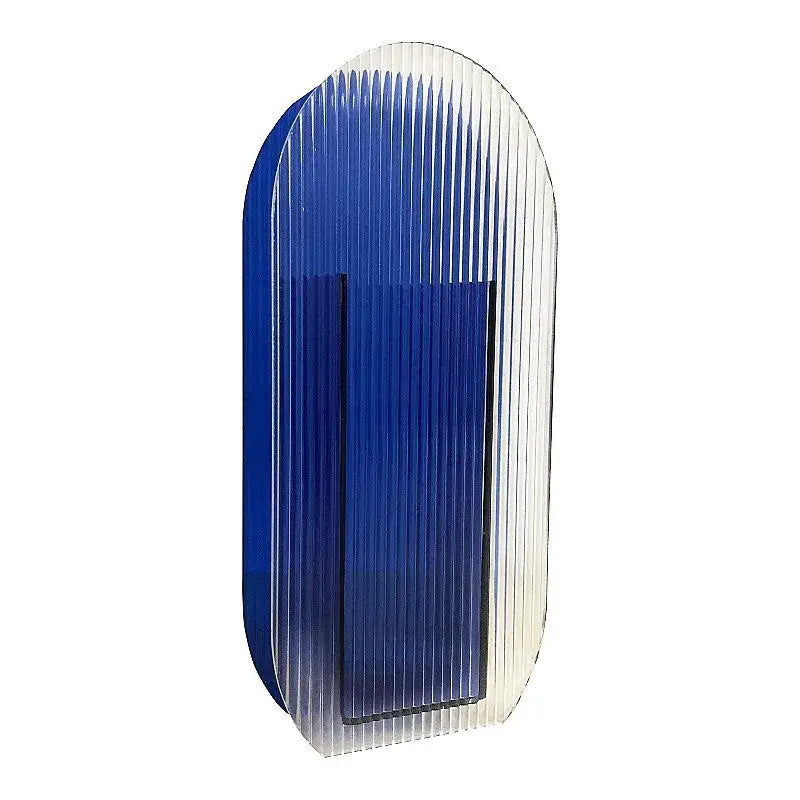 Decorbites™ acrylic flower vase with blue clear ribbed glass and arched top for colorful contemporary decor