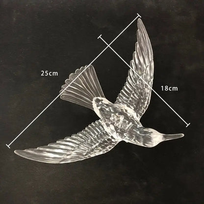 Clear glass acrylic flying birds led lamp with detailed feather patterns for wedding party stage décor by DecorBites