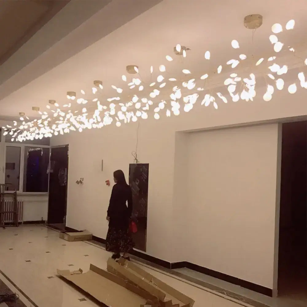 DecorBites acrylic white leaf-shaped led hanging light fixture with multiple bulbs for modern island lighting