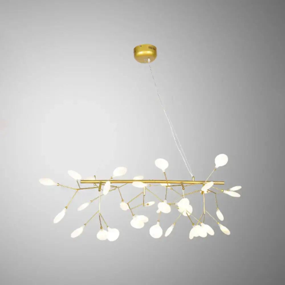 Gold-toned decorbites acrylic leaf-shaped led hanging light fixture with branch-like arms for modern island lighting