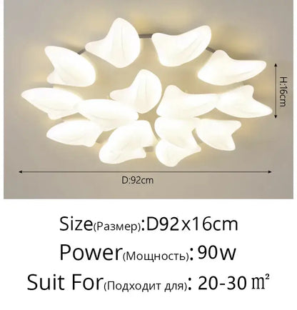 White petal-shaped aisal flower ceiling chandelier with remote dimming for modern home decor by DecorBites
