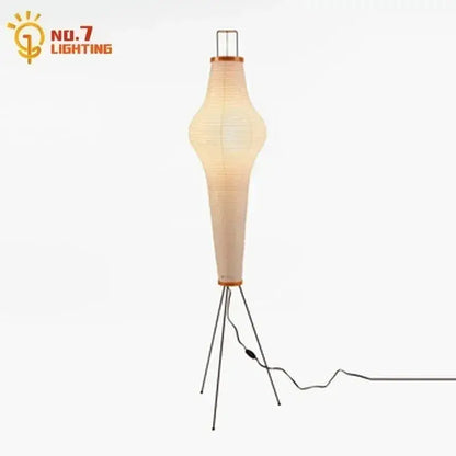 Decorbites akari noguchi table lamp with beige rice paper shade and black metal tripod base for elegant lighting