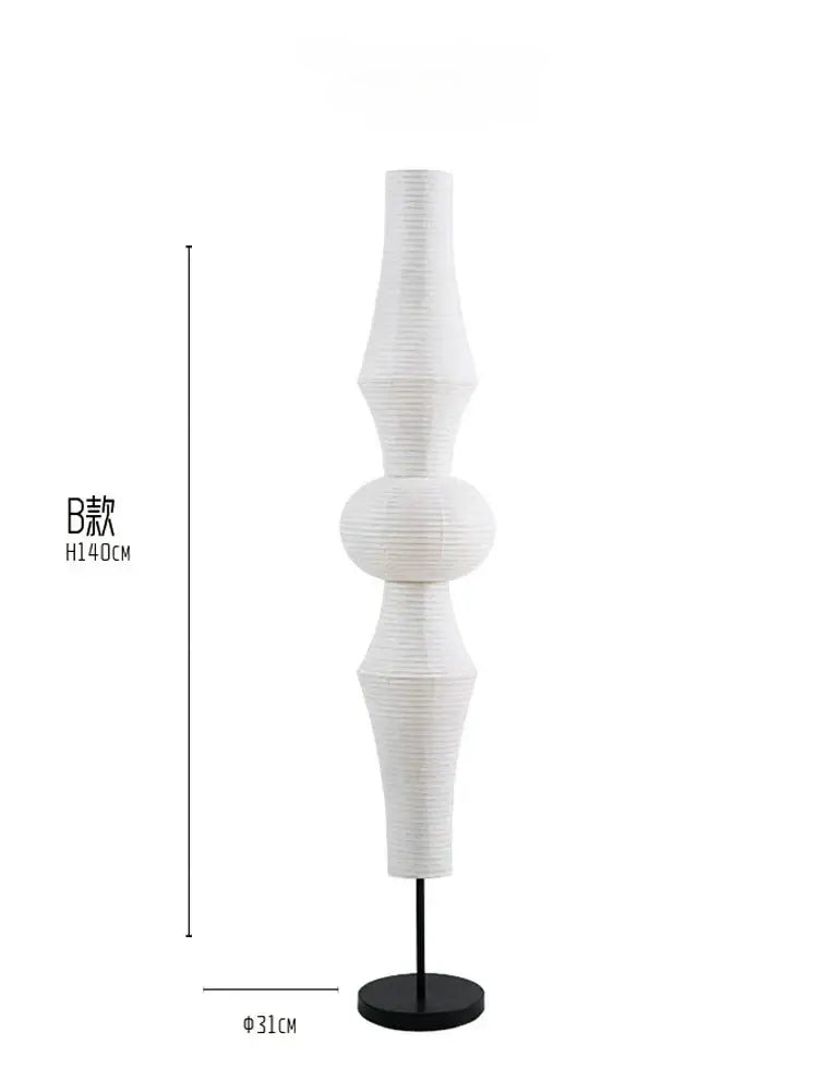 White paper lantern floor lamp with sleek segmented design and black metal base from decorbites™ akari noguchi vintage pendant lights