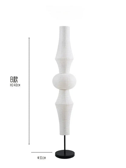 White paper lantern floor lamp with sleek segmented design and black metal base from decorbites™ akari noguchi vintage pendant lights