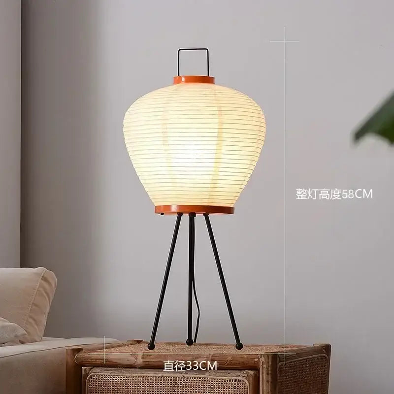 Decorbites akari rice paper floor lamp with warm glow wooden base and black metal tripod stand for home decor
