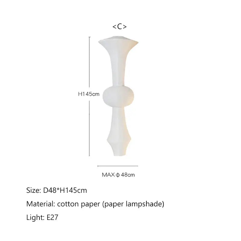A sleek white decorbites akari rice paper pendant lamp with a modern sculptural design for living room or bedroom