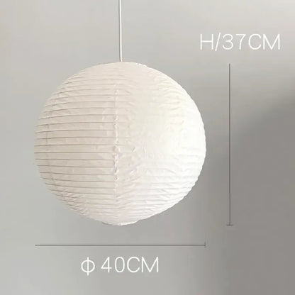 DecorBites akari vintage rice pendant light in white rice paper with vertical ridges and hanging cord for elegant lighting