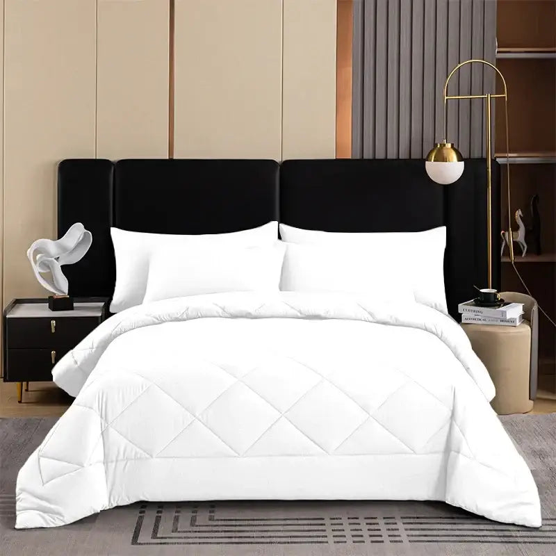 White quilted comforter featuring a diamond-stitched pattern in the soft breathable decorbites™ brushed duvet quilt