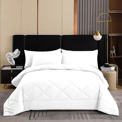 White quilted comforter featuring a diamond-stitched pattern in the soft breathable decorbites™ brushed duvet quilt