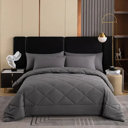 Gray quilted decorbites all-season brushed duvet quilt with diamond stitched pattern soft breathable comforter
